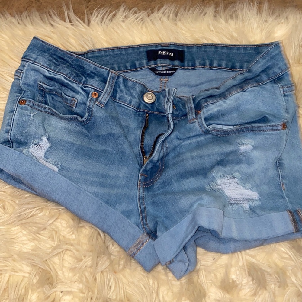 Low Rise Aero Blue Jean Shorts